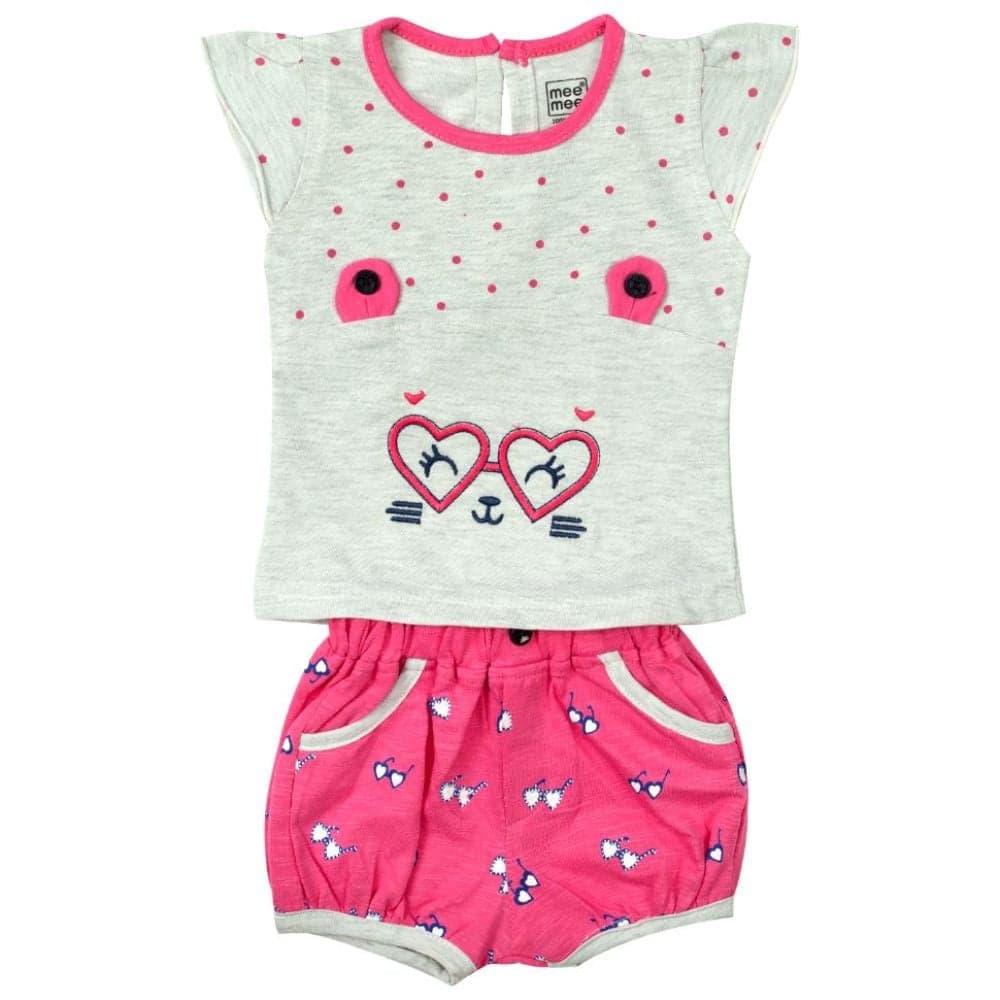 Mee Mee Solid Knits And Woven Girls Short Set